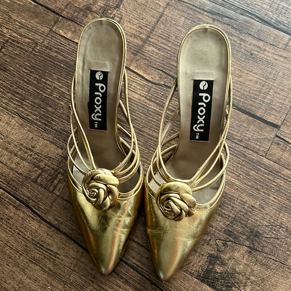 Proxy Genuine Leather Gold Heels 🔥
